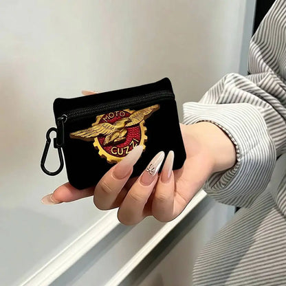 Motorcycle Logo Oxford Mini Coin Purse – Zipper Hanging Storage Pouch