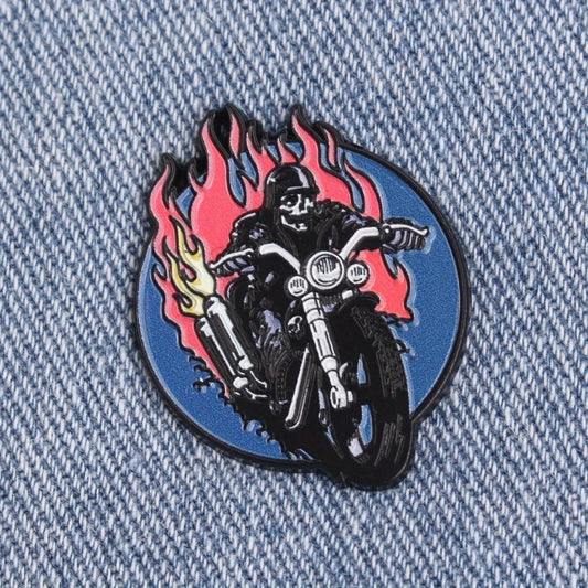 Motorcycle Enamel Lapel Pin — Punk Gothic Biker Badge