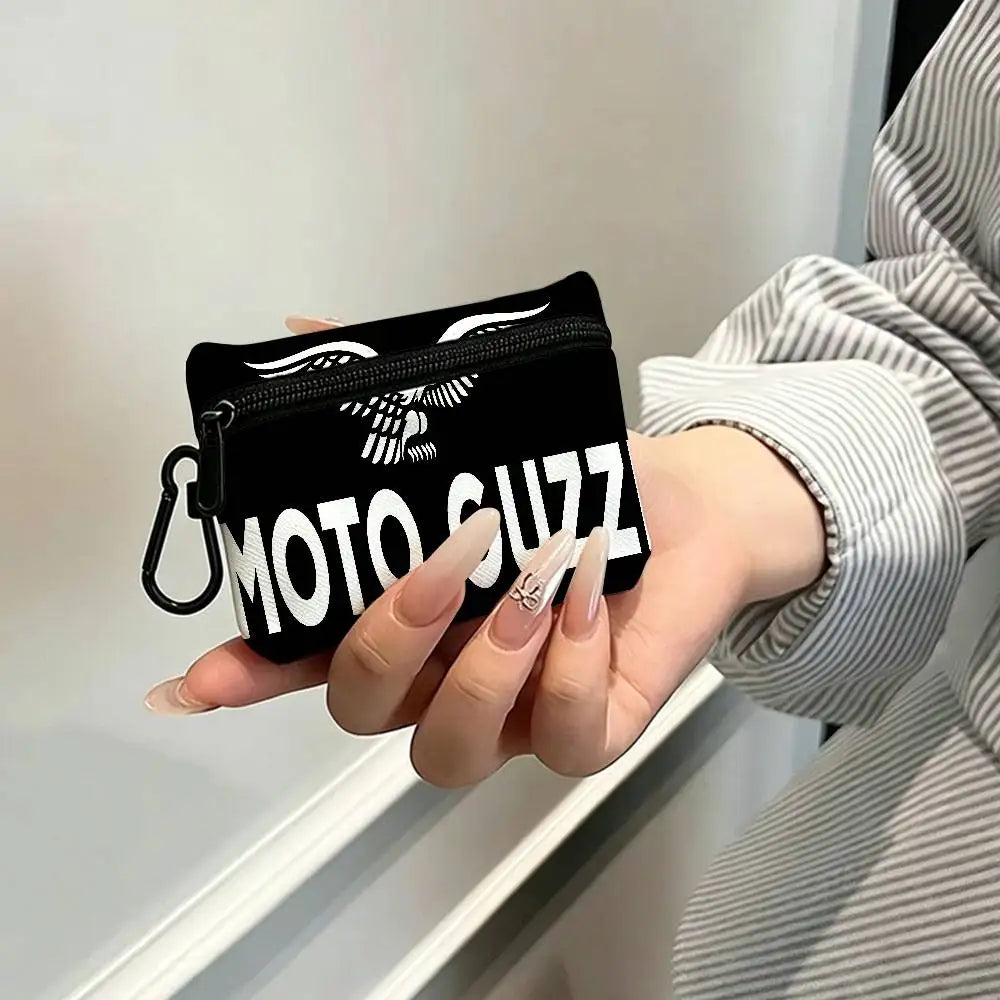 Motorcycle Logo Oxford Mini Coin Purse – Zipper Hanging Storage Pouch