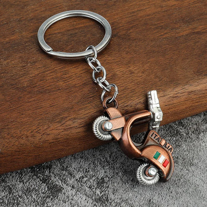 Mini Scooter Keychain – Vintage 3D Metal Moped Key Ring