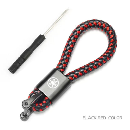 Motorcycle Braided Rope Keychain – Metal Keyring for Riders