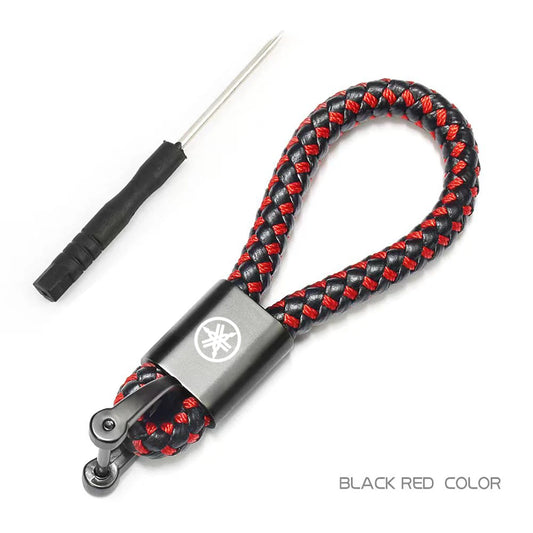 Motorcycle Braided Rope Keychain – Metal Keyring for Riders