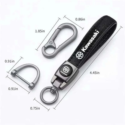 Metal Leather Motorcycle Keychain with Mini Screwdriver