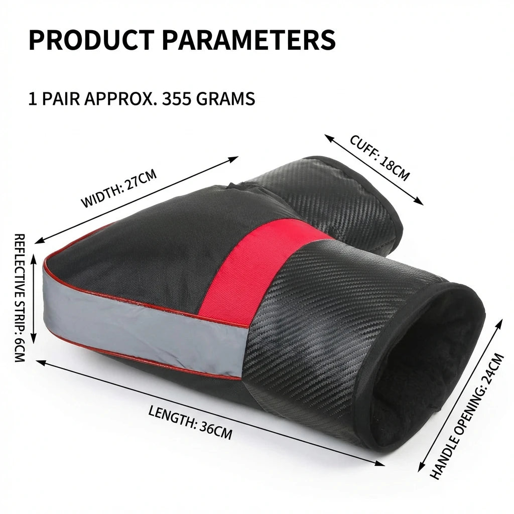 Winter Motorcycle Handlebar Muffs 3-Layer Insulation Waterproof – Reflective