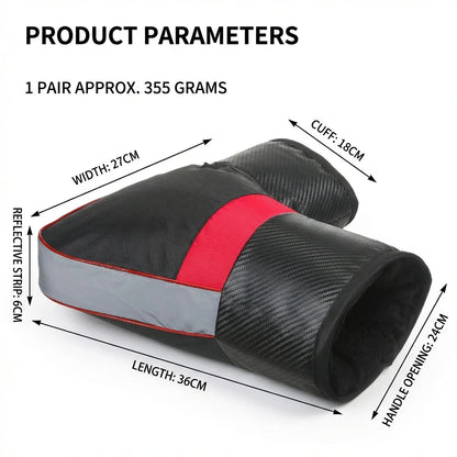 Winter Motorcycle Handlebar Muffs 3-Layer Insulation Waterproof – Reflective