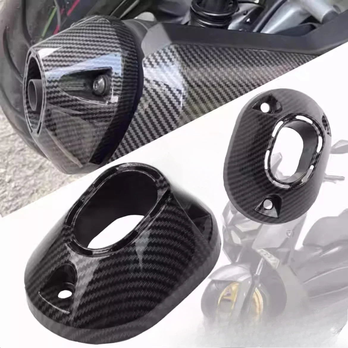 Motorcycle Muffler Tip Cover – Carbon Fiber Style Exhaust Garnish