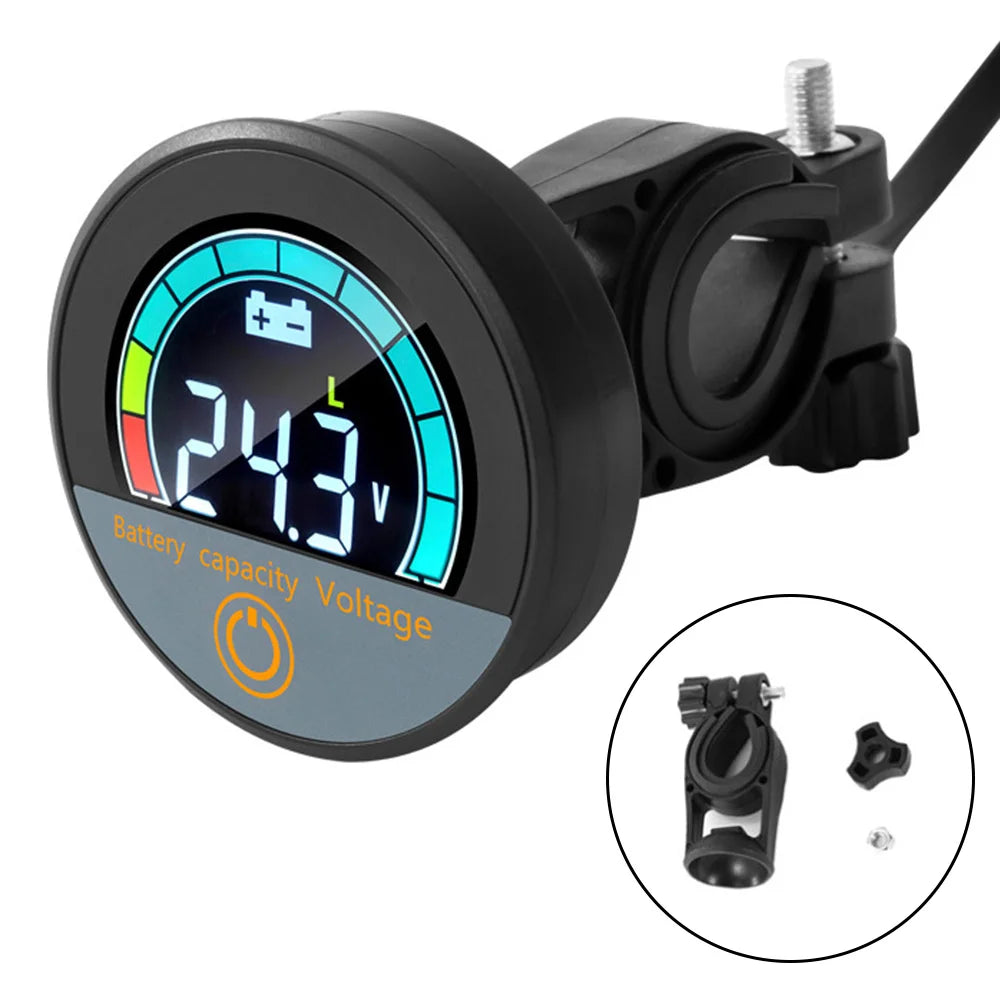 Round LCD Battery Capacity Voltmeter – DC 7–100V Waterproof Voltage Indicator