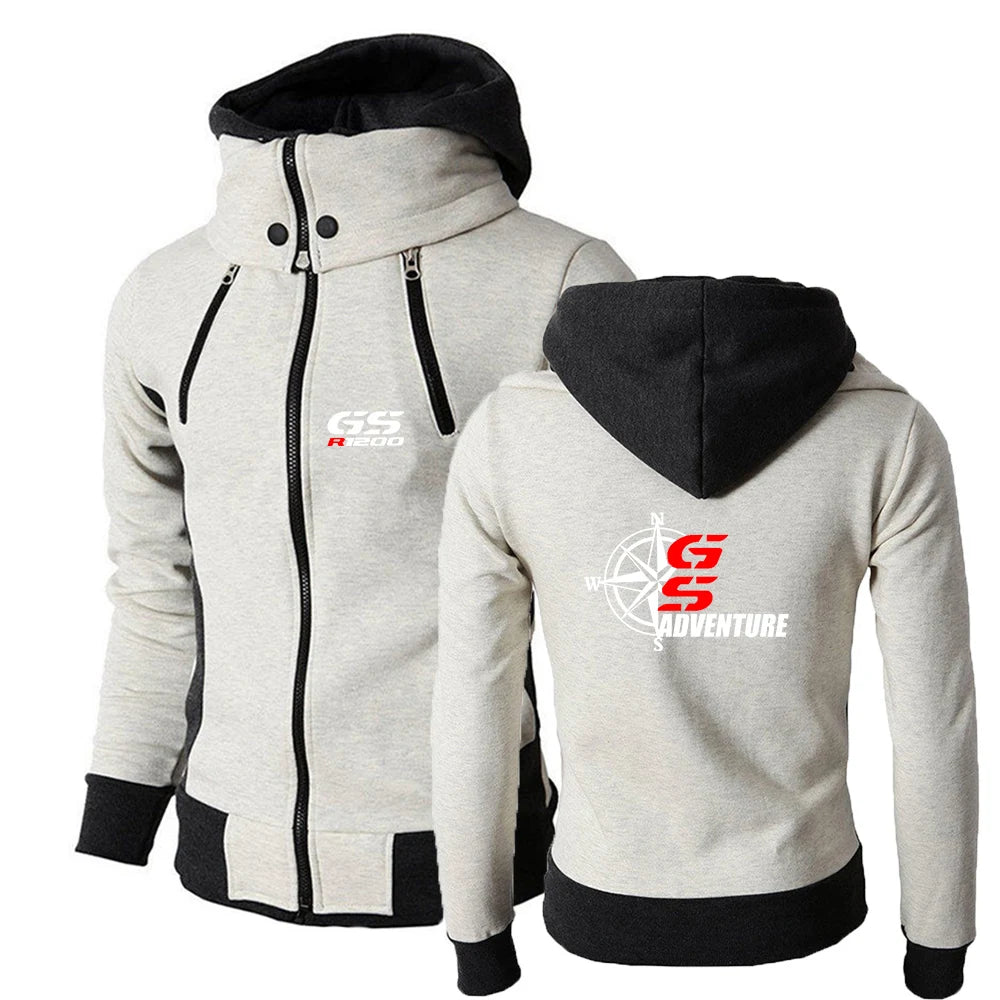 Motorcycle GS Adventure Tri-Color Zipper Hoodie – Spring & Autumn