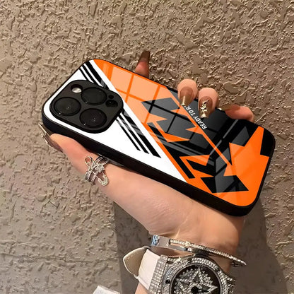 Motorcycle Racing iPhone Case – Glossy Glass Back with Silicone Bumper