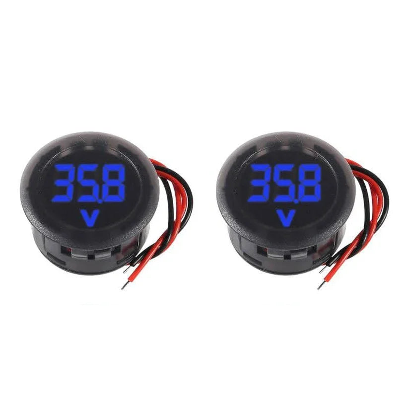 Kit com 2 voltímetros digitais redondos de LED, CC 4-100V – Medidor de tensão para painel