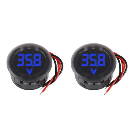 Kit com 2 voltímetros digitais redondos de LED, CC 4-100V – Medidor de tensão para painel