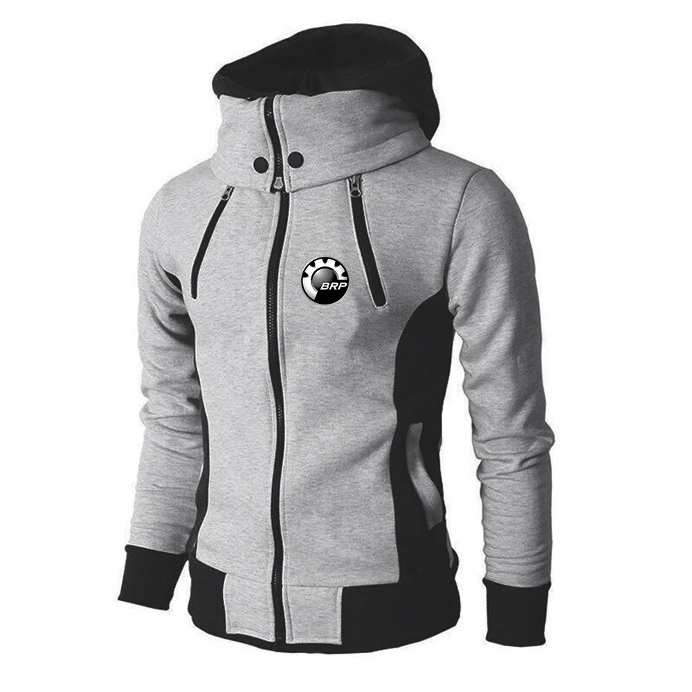 Moto Rider Zip Hoodie – Cotton-Lined Graphic Print Spring & Autumn