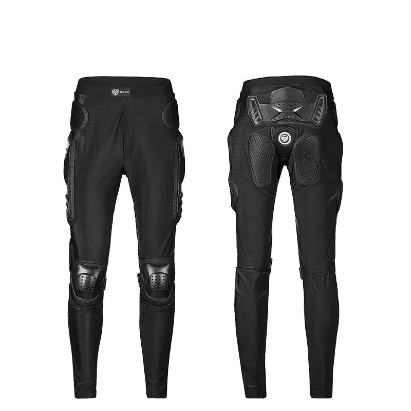 Calça com armadura para pilotagem de motocicleta – proteção completa para quadris, joelhos e cóccix