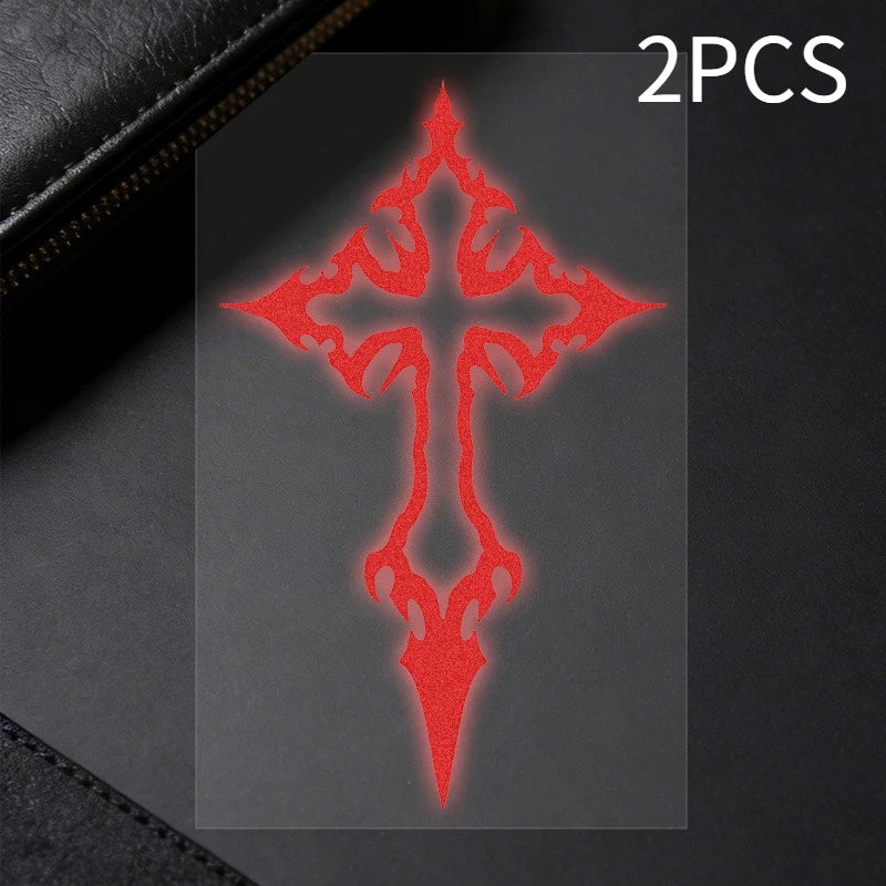 Tribal Cross Vinyl Decal Set – Waterproof Bike Stickers Holographic & Solid