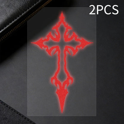 Tribal Cross Vinyl Decal Set – Waterproof Bike Stickers Holographic & Solid