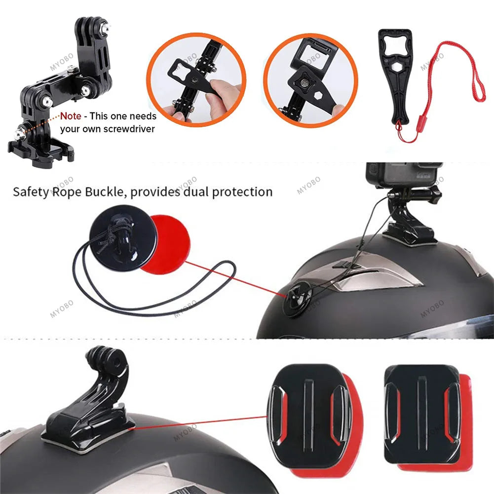 Motorcycle Helmet Chin Mount Kit for Action Camera – 4-Joint Rotatable System
