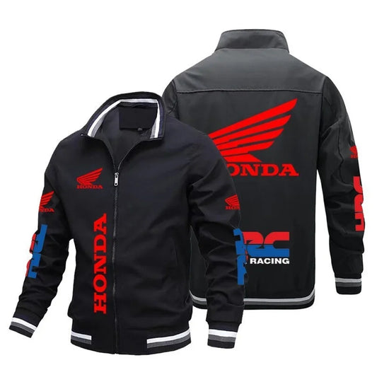 Motorcycle Pattern Bomber Jacket – Casual Sport Baseball Jacket for Men
