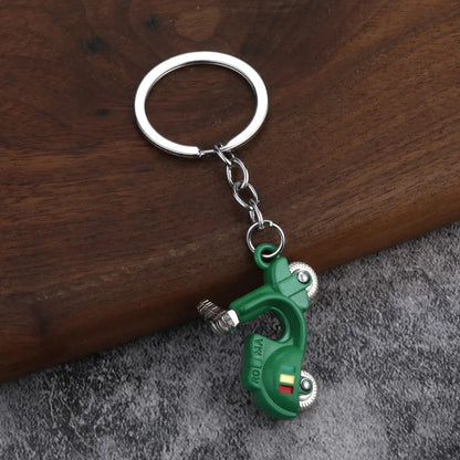 Mini Scooter Keychain – Vintage 3D Metal Moped Key Ring
