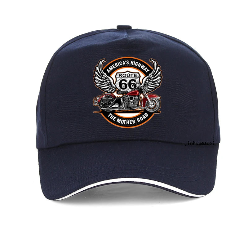 Route 66 Motorcycle Snapback Cap – Unisex Adjustable Baseball Hat