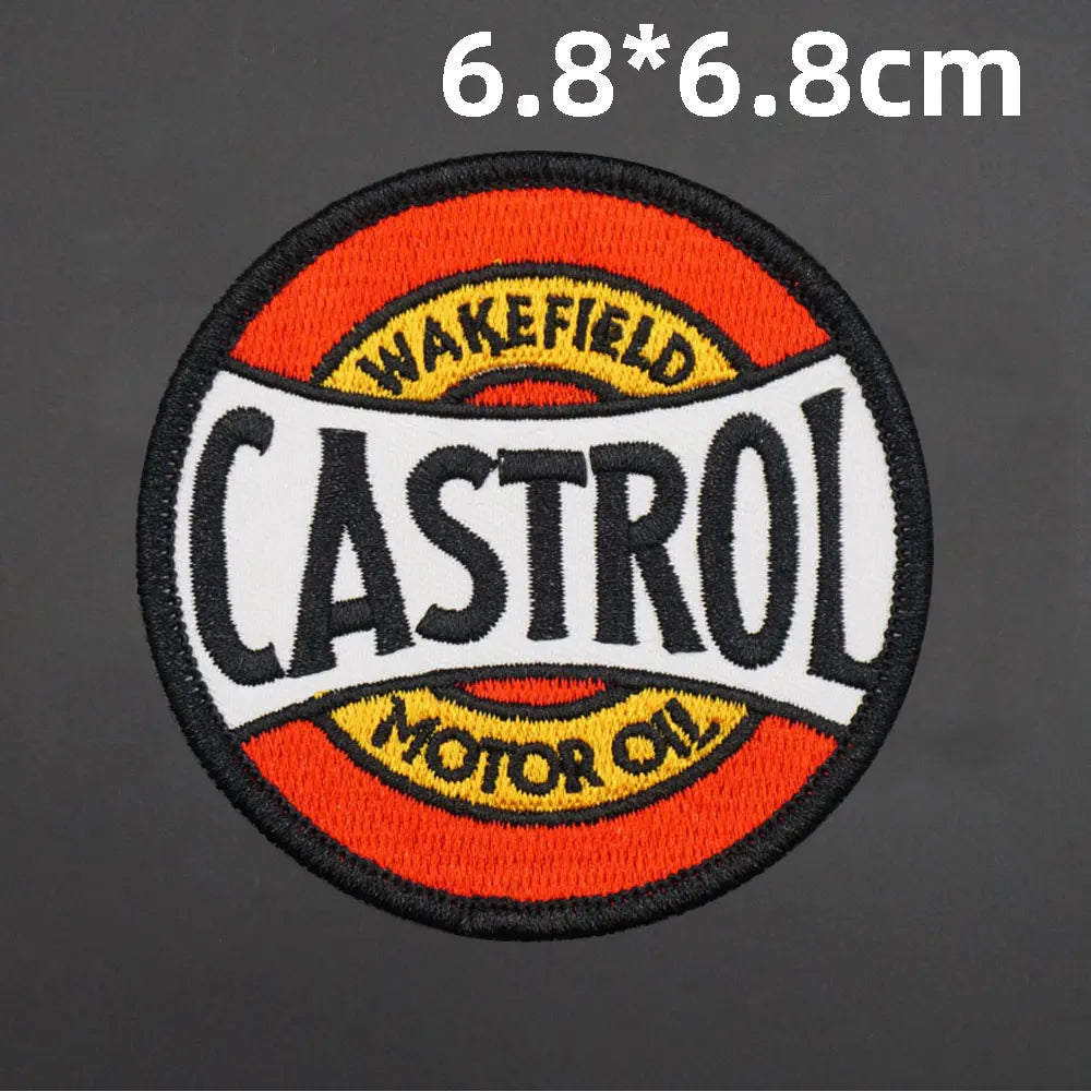 Motor Oil Embroidered Patch — Sew-On or Hook Backing