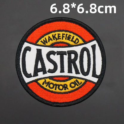 Motor Oil Embroidered Patch — Sew-On or Hook Backing