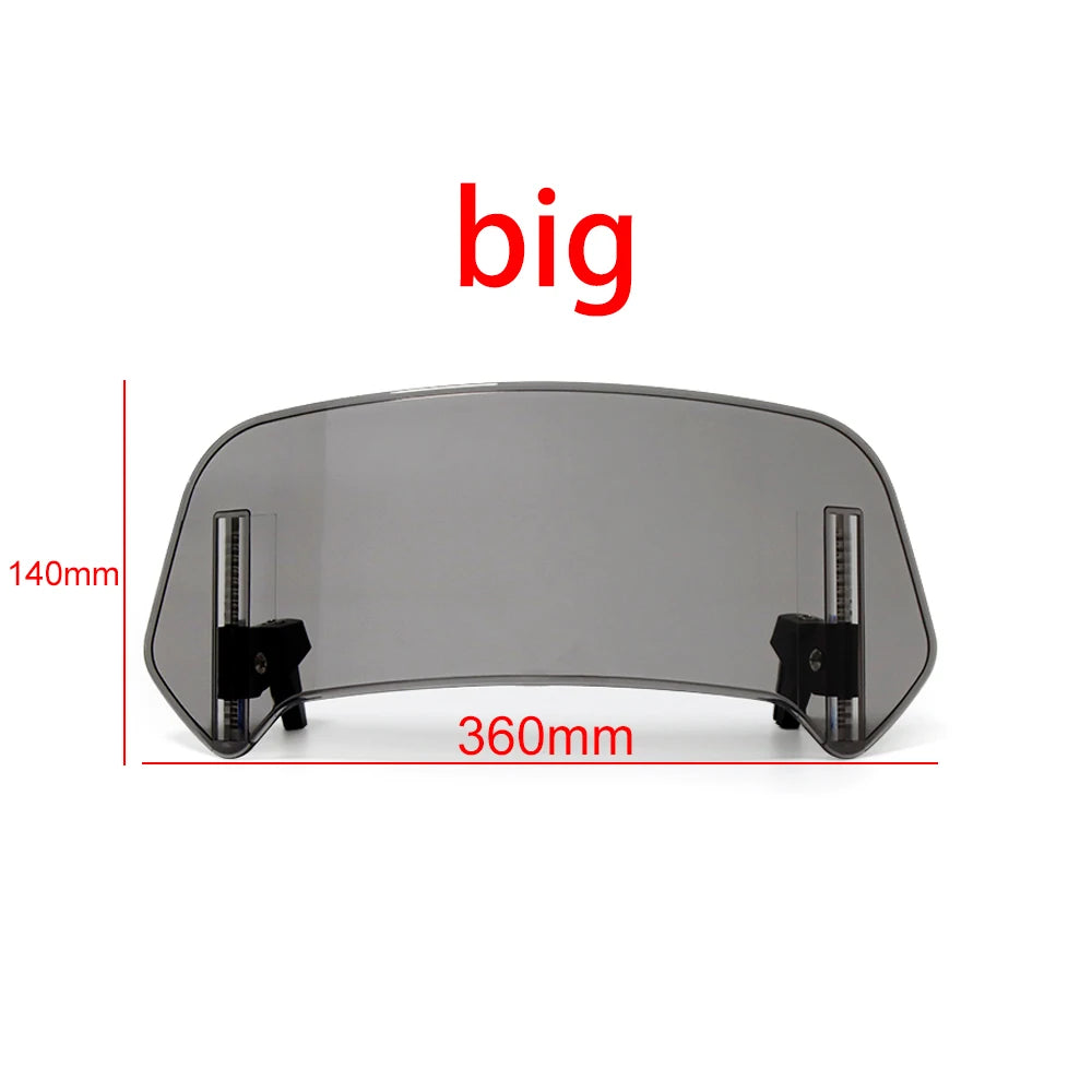 Extensión universal de parabrisas para motocicleta – Deflector ajustable de montaje con abrazadera