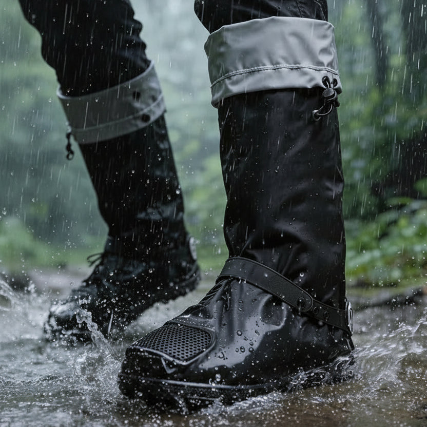 Waterproof Rain Shoe Covers — High-Calf, Reflective, Anti-Slip