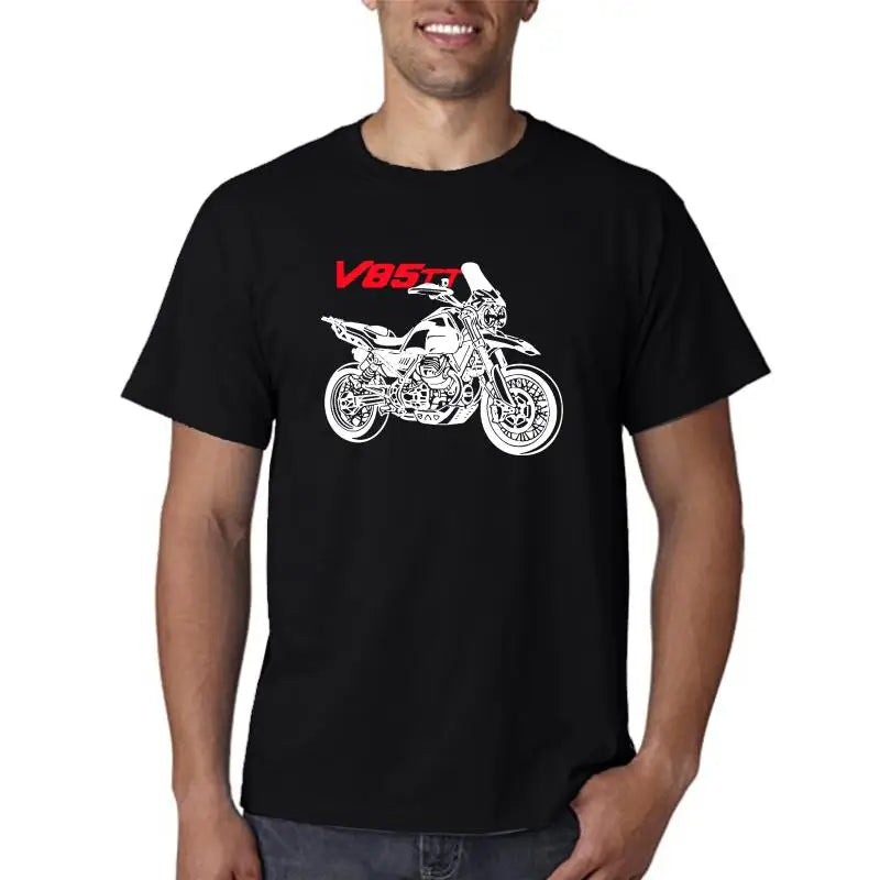 Men's Cotton Motorcycle T-Shirt — Graphic Biker Tee