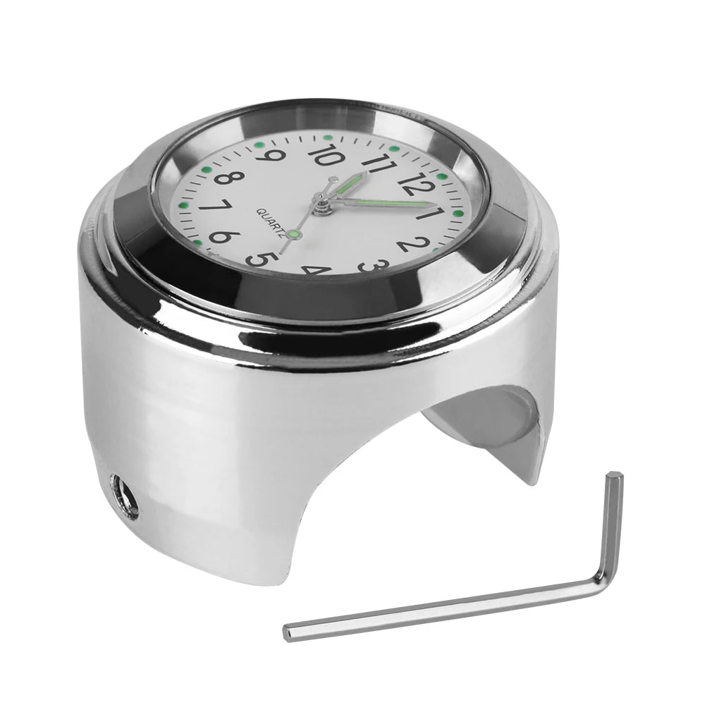 Universal Motorcycle Handlebar Clock – Waterproof Luminous Watch for 22–25mm Bars