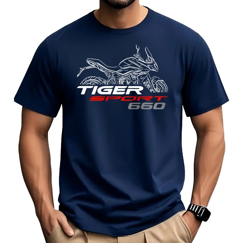 Motorcycle Graphic T-Shirt — 100% Cotton Casual Tee