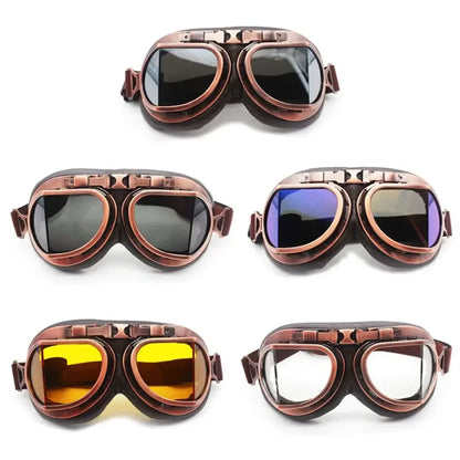 Vintage Pilot Goggles for Motorcycle – Windproof Retro Riding Glasses