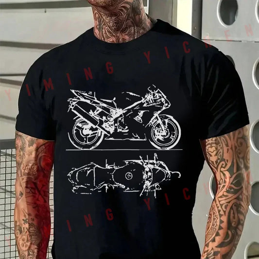 Motorcycle Graphic T-Shirt — Cotton Streetwear Tee