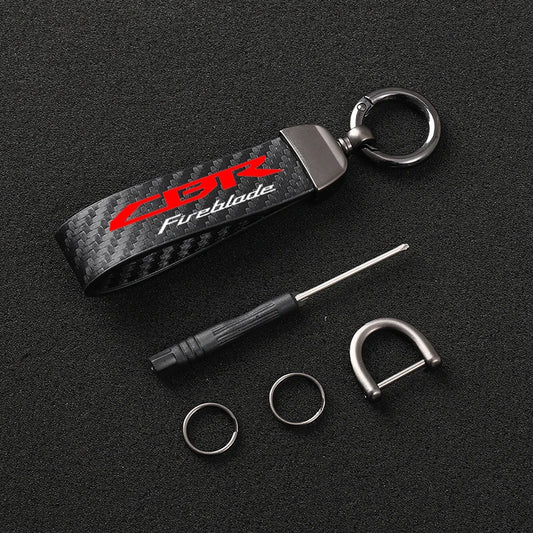 Carbon Fiber Leather Rope Motorcycle Keychain – CBR Fireblade Key Ring