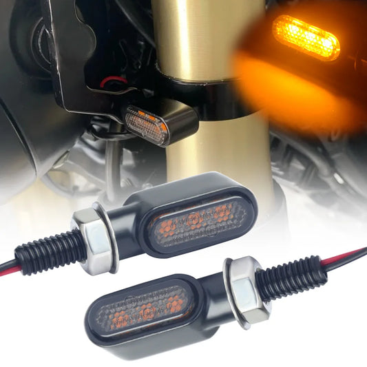 Mini LED Motorcycle Turn Signals – 8mm Amber Blinker Lights 12V