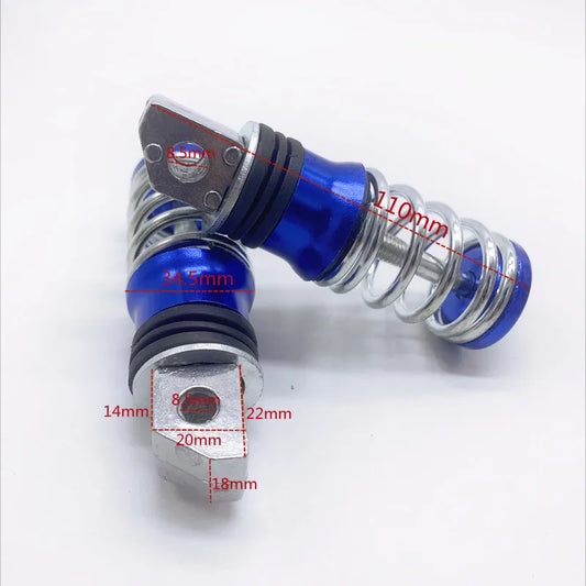 Pedaleiras de mola para motocicleta em alumínio – Par universal de apoios para os pés de 8 mm