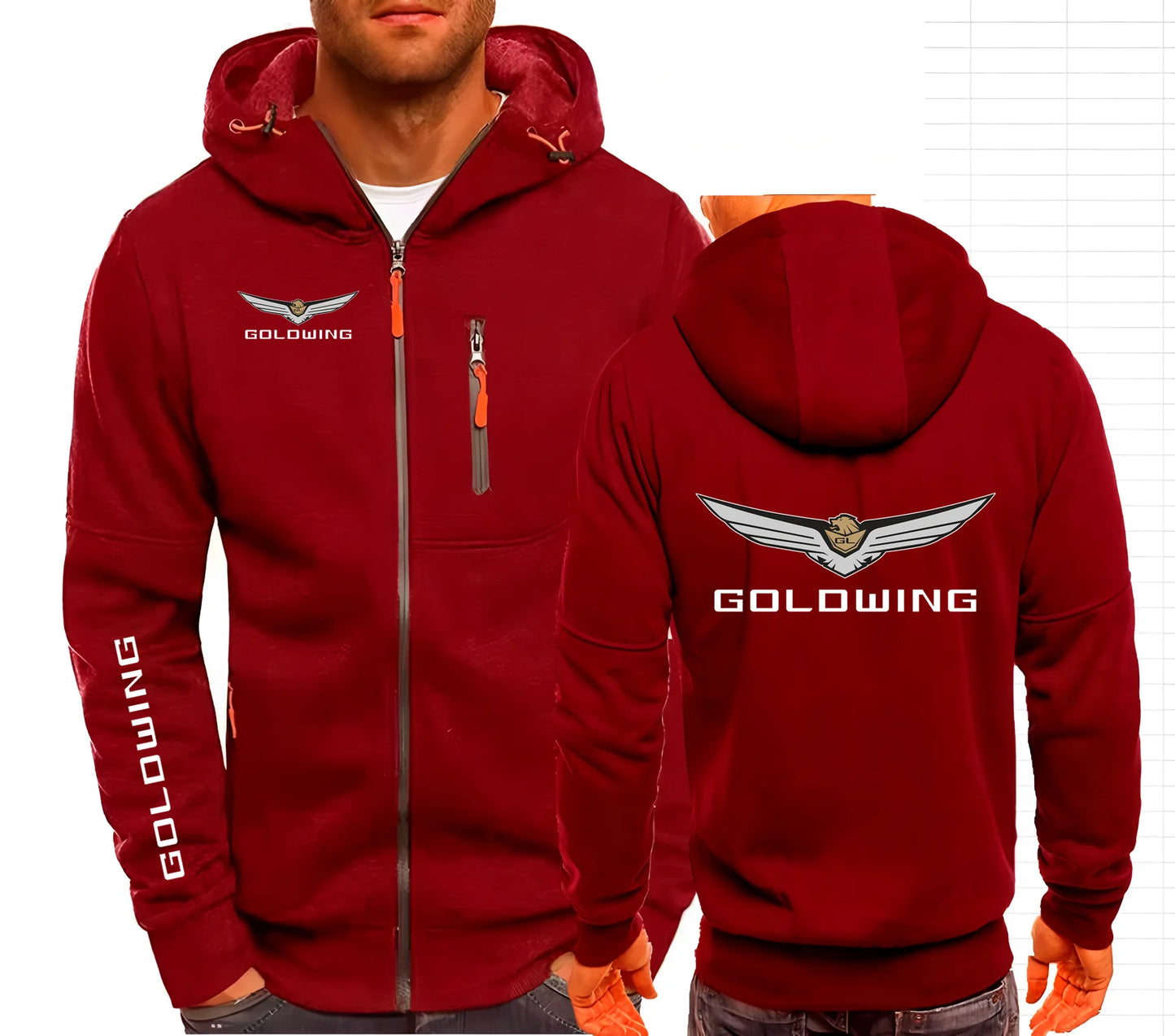 Moto Biker Fleece Zip Hoodie – Hand-Painted Print Slim Fit S–4XL