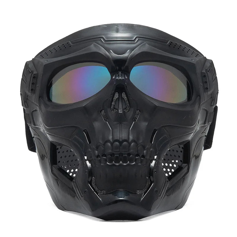 Skull Full Face Motorcycle Mask with Colored Goggle