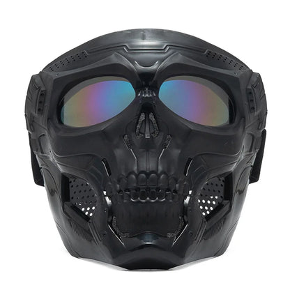 Skull Full Face Motorcycle Mask with Colored Goggle