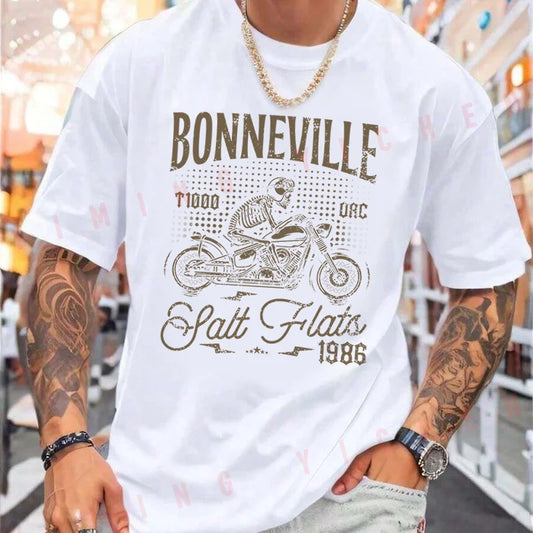 Vintage Motorcycle Salt Flats Graphic T-Shirt – Quick-Dry Moto Tee