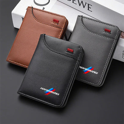 Performance Leather Wallet – RFID Card Holder for Car Enthusiasts