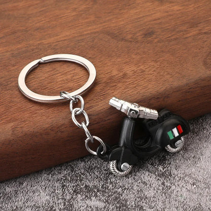 Mini Scooter Keychain – Vintage 3D Metal Moped Key Ring