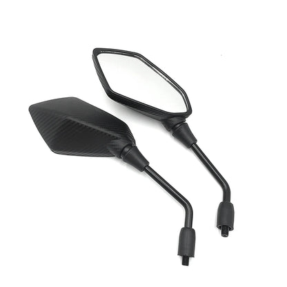 Universal Motorcycle Rearview Mirrors — 10mm Thread | ABS + Steel | Carbon Fiber & Black