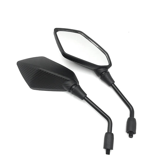 Universal Motorcycle Rearview Mirrors — 10mm Thread | ABS + Steel | Carbon Fiber & Black