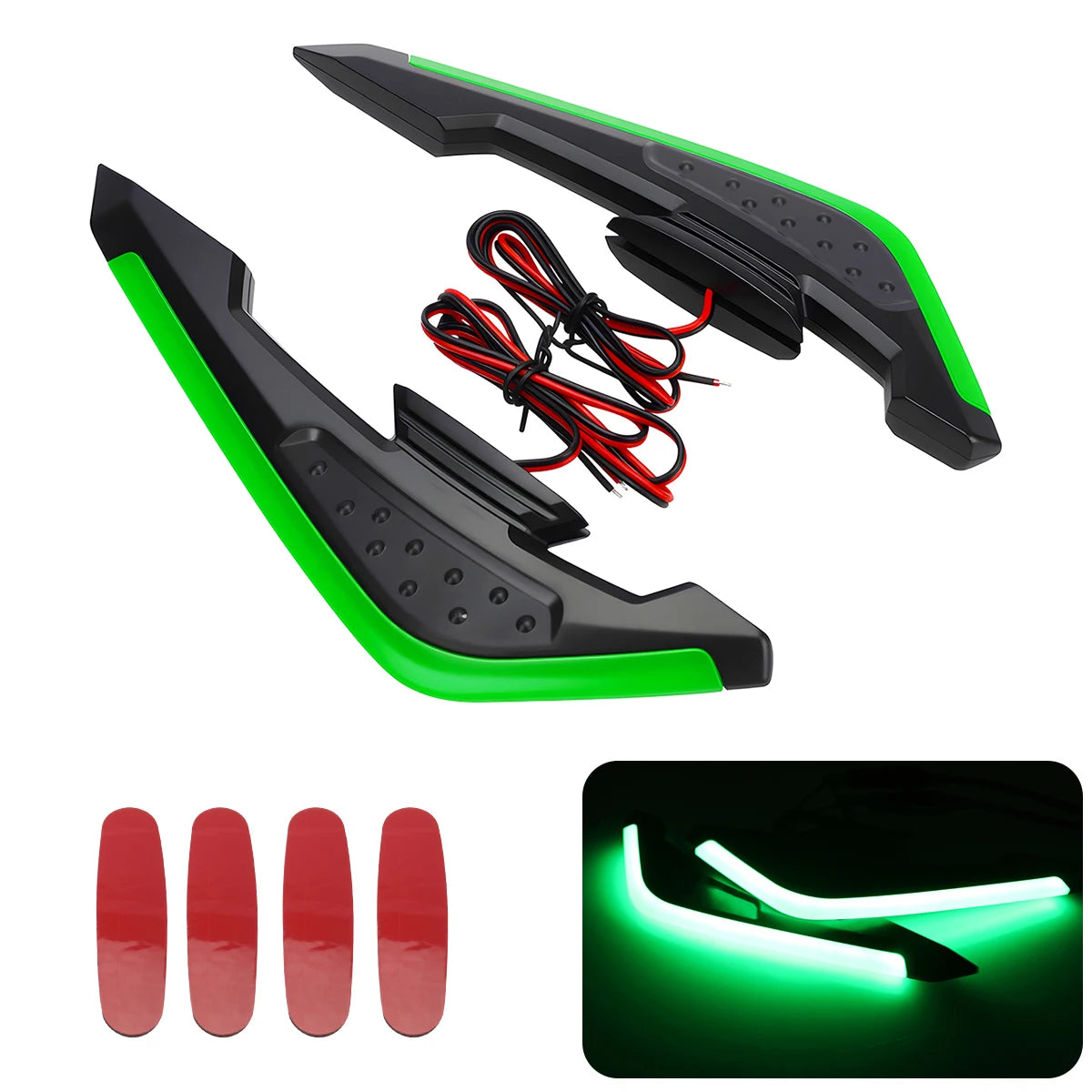 Ailerons aérodynamiques LED pour moto – Spoilers latéraux universels de carénage (2 pièces)