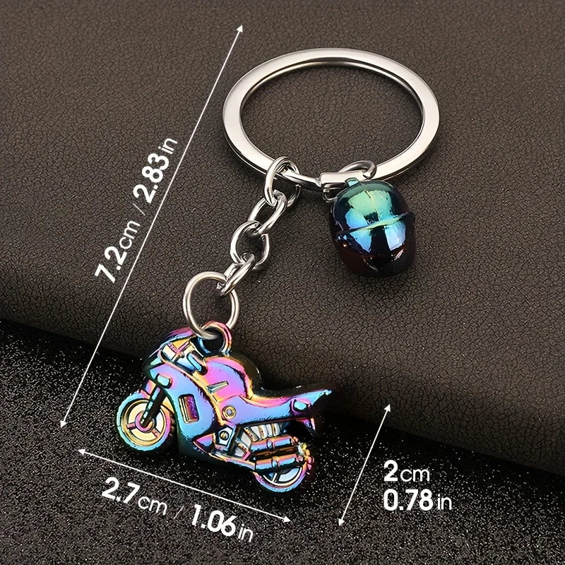Retro Zinc Alloy Motorcycle & Helmet Keychain – Sport Bike Key Ring