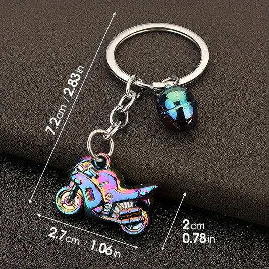 Retro Zinc Alloy Motorcycle & Helmet Keychain – Sport Bike Key Ring