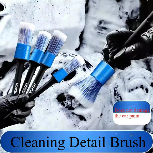 5-Piece Motorcycle Detailing Brush Set — Soft Bristle Crevice Cleaning Brushes for Engine, Wheel Rim & Handlebar
