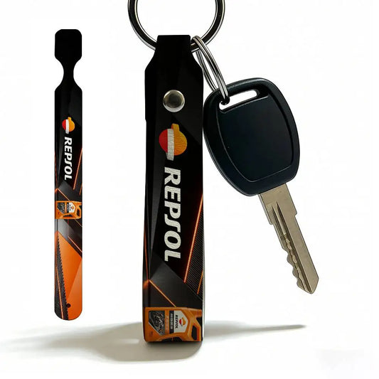 Racing Livery PU Leather Motorcycle Keychain – Biker Key Ring Gift