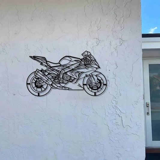 Metal Motorcycle Wall Art – 11.81" Outdoor Sculpture for Garden & Home Decor