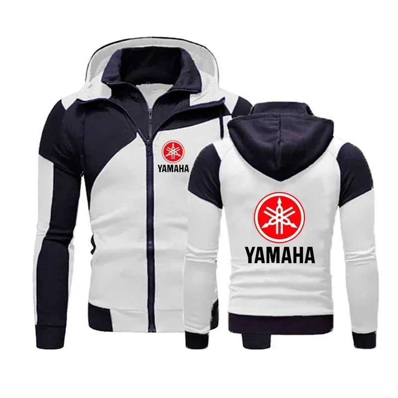 Motorcycle Racing Zip-Up Jacket | Men's Color-Block Moto Hoodie